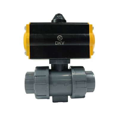 DKV high efficiency 220V 1 inch abs upvc water plastic double union thread 1 one way actuator pneumatic ball valve